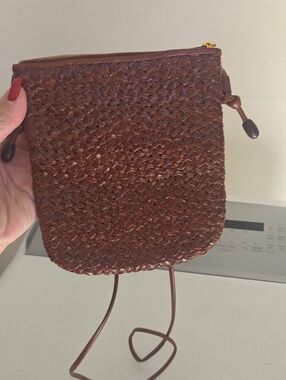 Vintage Gem Woven Leather Crossbody Bag
